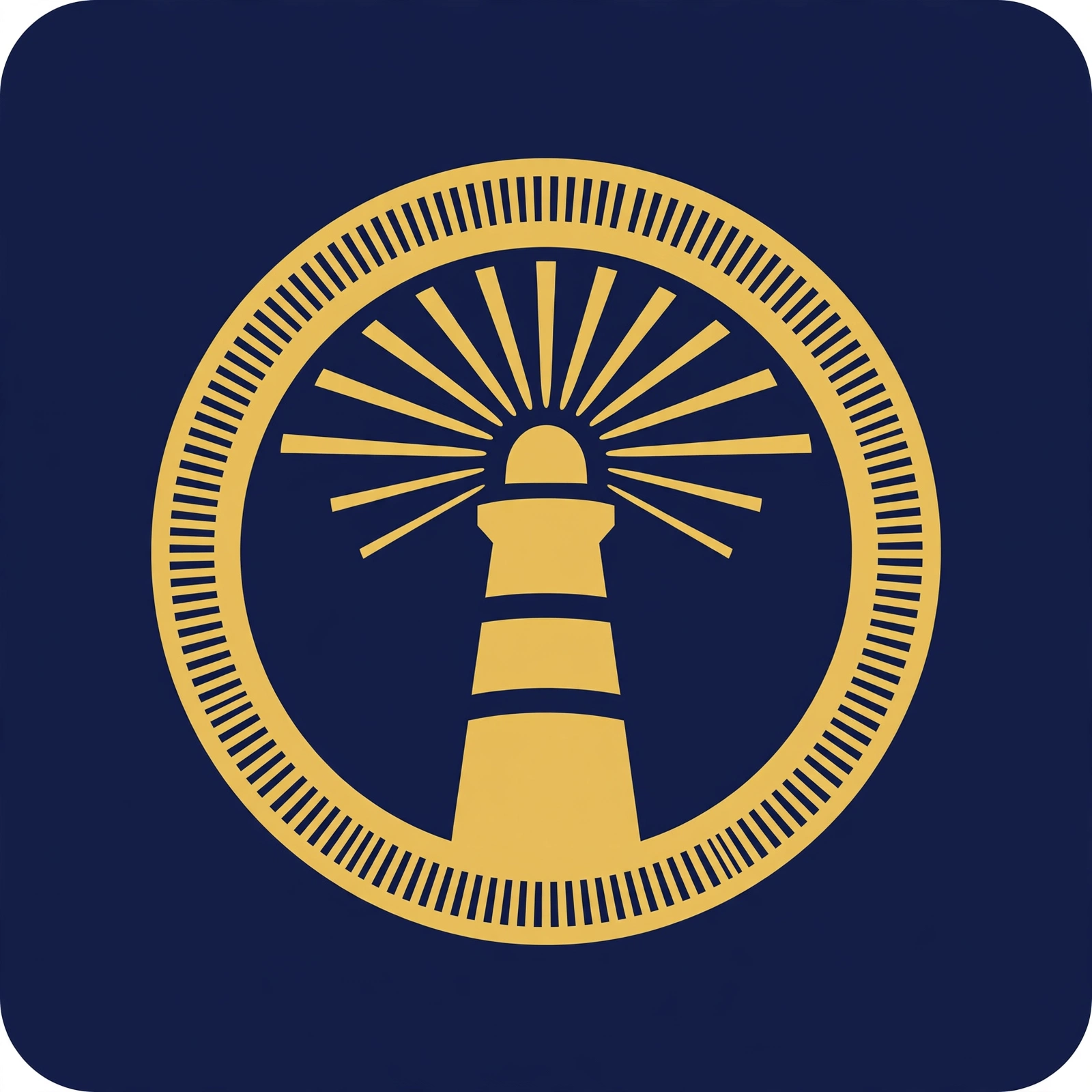 Gold Harbor Retirement logo - gold coin lighthouse